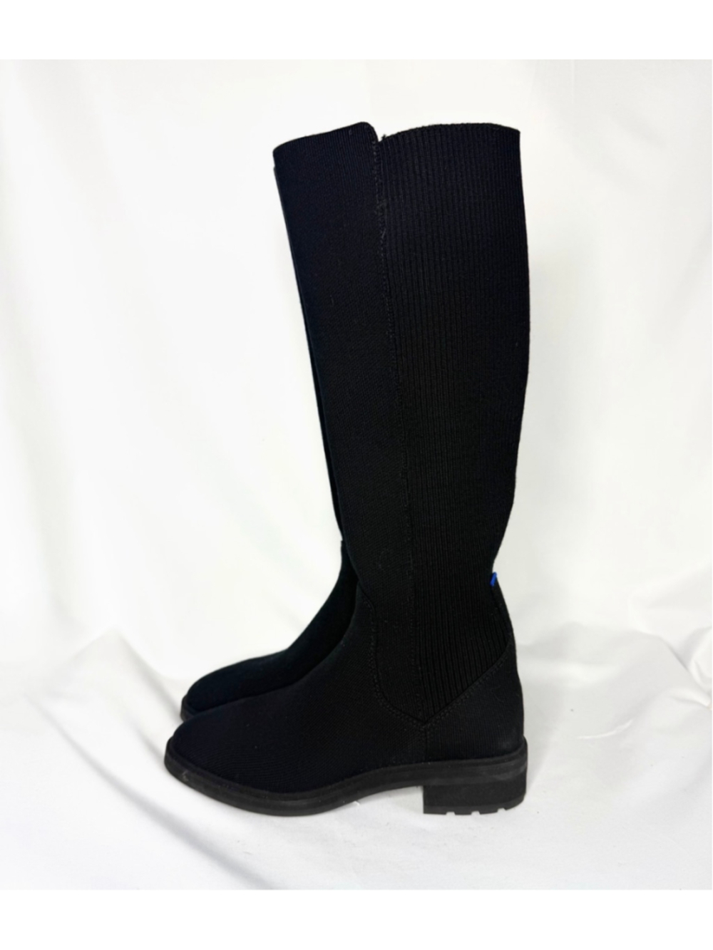 Women's Rothy’s The Tall Lug Boot Black Knit Knee-High Boots Size 7 - Picture 4 of 8